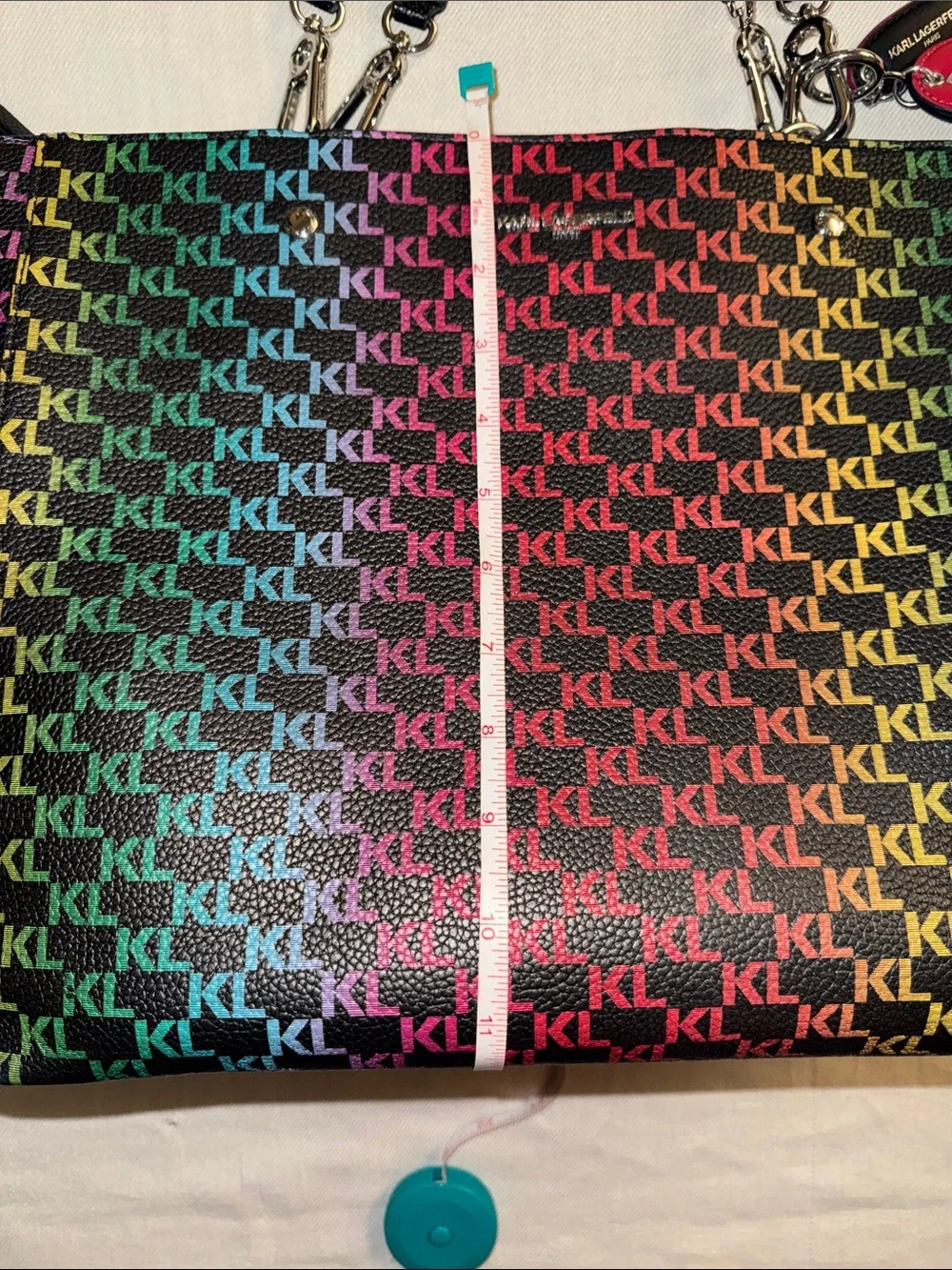 Karl Lagerfeld Rainbow KL Logo Tote with Black Handles
